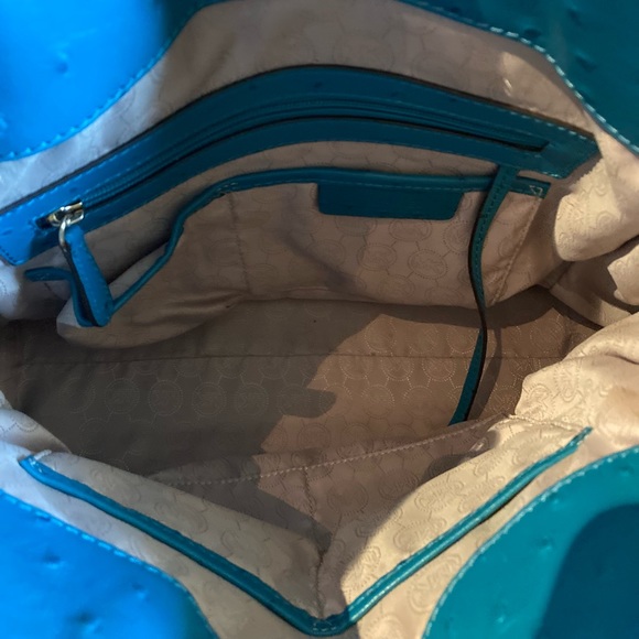 Michael Kors Hamilton Ostrich embossed turquoise tote with dust bag - Picture 7 of 11